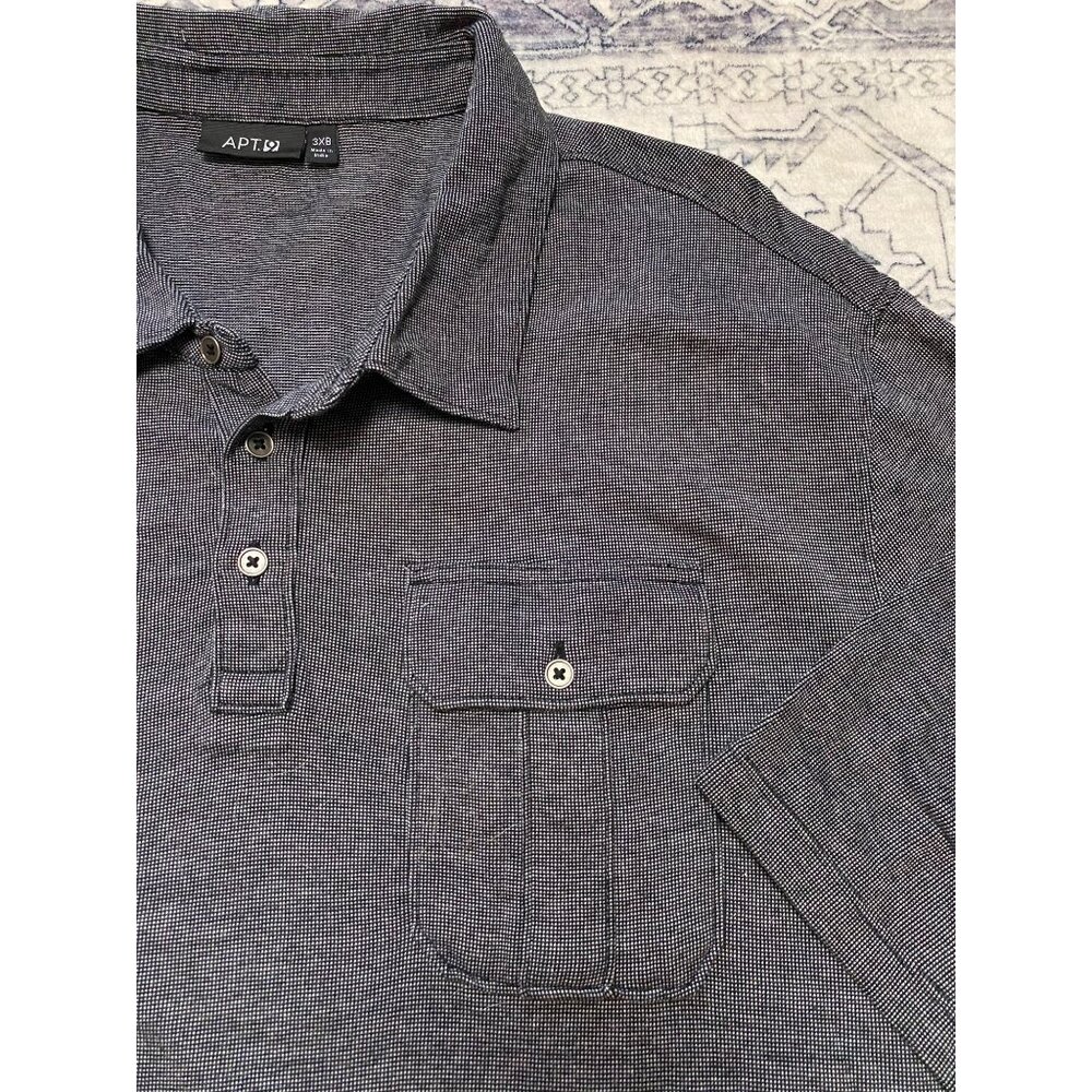 Apt. 9 Mens 3XB Polo Shirt Black Short Sleeve 100% Cotton Button Pockets Casual - Picture 2 of 5